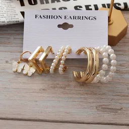 Vembley Set of 5 Geometric Hoop Earrings image 3