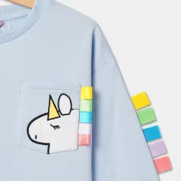 R&B Kids Sky Blue Graphic Print Regular Fit Sweatshirt image 3