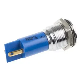 RS PRO Blue Panel Mount Indicator 12V AC/DC, Mounting Hole Size 16 mm, Termination Type Solder Tab, Model No 203947 image 2