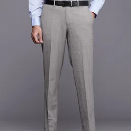 Louis Philippe Men Checked Formal Trousers image 2