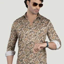ALMATY Men Comfort Slim Fit Floral Opaque Printed Casual Shirt-image-78