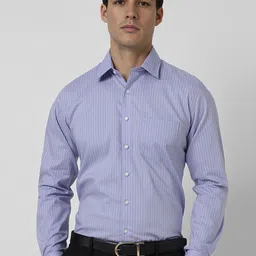 Van Heusen Men Slim Fit Spread Collar Vertical Striped Cotton Formal Shirt-picture-24