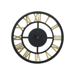 eCraftIndia Black Wood Modern Round Shape Roman Numerals Wall Clock image 3