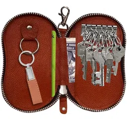 sifa Genuine Leather Key Case Pouch | Key Holder for Men & Women (Set of 1,Bombay Brown) image 2