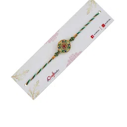 eCraftIndia Stones Studded Flower Design Thread Rakhi image 3