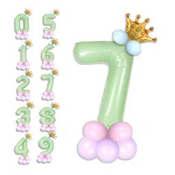 decor mantra Decormantra 7 Seven 32 Inch Number Foil Balloon For 7th Birthday Decoration Kit Items -Pack of 14-GREEN image 1
