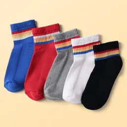 Pine Kids Cotton Knit Ankle Length Socks Pack Of 5 (Colour May Vary) image 1