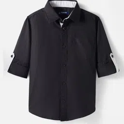 Pine Kids Cotton Woven Full Sleeves Solid Shirt - Black-picture-23