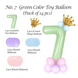 decor mantra Decormantra 7 Seven 32 Inch Number Foil Balloon For 7th Birthday Decoration Kit Items -Pack of 14-GREEN image 2