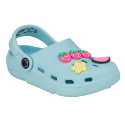 Yellow Bee Strawberry & Floral 3D Applique Detailed With Slingback Perforated Clogs - Blue image 3