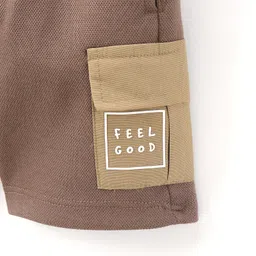 Little Kangaroos Knee Length Text Printed Shorts - Brown image 3