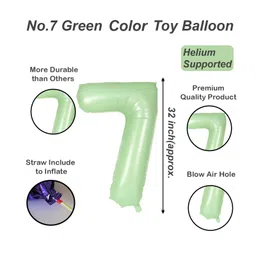 decor mantra Decormantra 7 Seven 32 Inch Number Foil Balloon For 7th Birthday Decoration Kit Items -Pack of 14-GREEN image 3