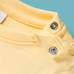 Mark & Mia Terry Knit Full Sleeves Oversized Sweatshirt with Kitty Graphic & Frill Detailing - Yellow image 3