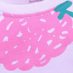 Nottie Planet Cotton Looper Knit Full Sleeves Strawberry Printed Light Winter Sweatshirt - Pink image 4