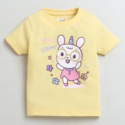 BUMZEE Cotton Knit Half Sleeves Tops with Animal Print Pack Of 2 - Yellow & Red image 4