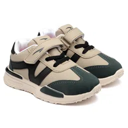 asian Colour Blocked Velcro Closure Sneakers - Beige & Leaf Green image 5