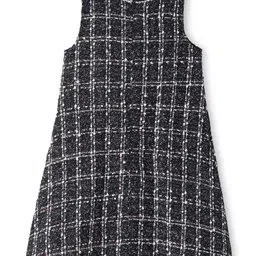 Mark & Mia Knee Length Winter  Party Frock with Full Sleeves Jacket Checks Design - Black image 5