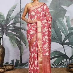 Meena Bazaar Women Floral Printed Saree With Blouse Piece-picture-37