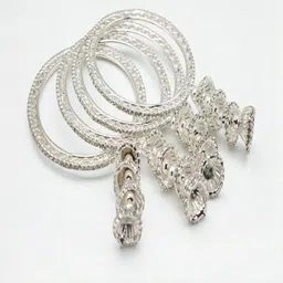 SAPRAA TRENDS Set Of 4 Silver Copper Bangles-picture-20