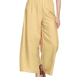 PATRORNA Gold Loose Fit Mid Rise Palazzos-image-16