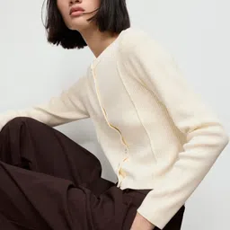 MANGO Self-Design Cardigan Sweaters image 5