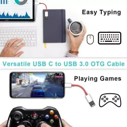 LOTA USB 3.0 to Type-C OTG Adapter Male to Female White & Red for Fast Data Transfer & Charging Support, MST-1526-LT image 4