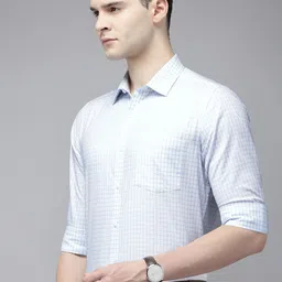 Arrow Manhattan Slim Fit Textured Checked Pure Cotton Formal Shirt-picture-25