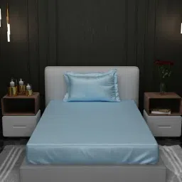 Stoa Paris Blue 300 TC Polyester Single Fitted Sheet with 1 Pillow Cover-image-85