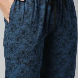 Kryptic Blue & Maroon Elasticated Waist Band Relaxed Fit Printed Cotton Capris - Pack of 2 image 5