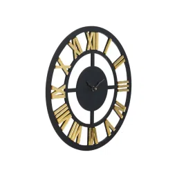 eCraftIndia Black Wood Modern Round Shape Roman Numerals Wall Clock image 5