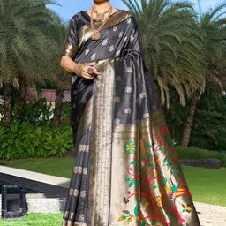 GARIYA Woven Design Zari Silk Blend Paithani Saree image 1