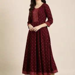 showoffff SHOWOFF Maroon Cotton Floral Print Kurta-picture-23