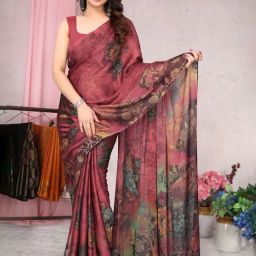 MIRCHI FASHION Pink Floral Print Saree With Unstitched Blouse-picture-9