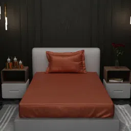 Stoa Paris Tan 300 TC Polyester Single Fitted Sheet with 1 Pillow Cover-image-83