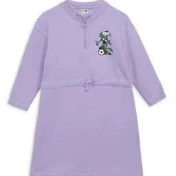 Puma Kids Super Vivid Violet Cotton Printed Full Sleeves Dress-image-89