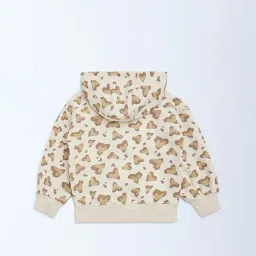 HOP Kids by Westside Beige Printed Cotton-Blend Hoodie image 2