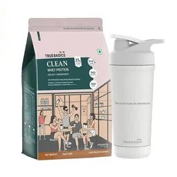 TrueBasics Clean Whey Protein Isolate + Concentrate 2.2 lb Chocolate & Steel Pro Shaker 700 ml Combo-picture-17
