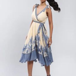 Label Ritu Kumar Off White Printed Wrap Dress-picture-5