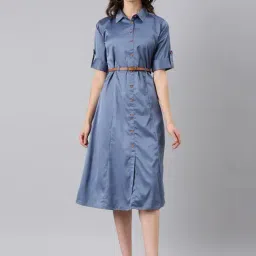 showoffff SHOWOFF Blue Regular Fit Shirt Dress-picture-17