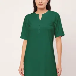 Moomaya Green Cotton Night Dress-image-46