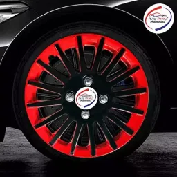 Auto Pearl CBR39 R14 35.56 cm (14 Inch) Press Type Wheel Hubcap with Retention Ring Glossy Black Red Wheel Cover for Maruti Ritz AT (Set of 4) image 3