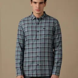 Wrangler Blue Regular Fit Check Shirt-picture-33