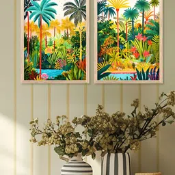 Kotart Brown And Green 2 Piece Wood Abstract Wall Paintings image 3