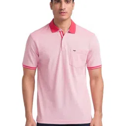 Park Avenue Light Red Cotton Slim Fit Polo T-Shirt-picture-42