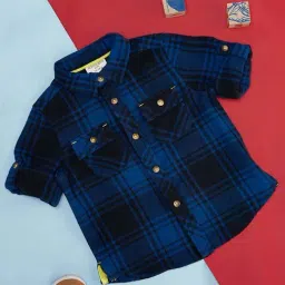Pantaloons Baby Cobalt Blue Cotton Chequered Full Sleeves Shirt-picture-20