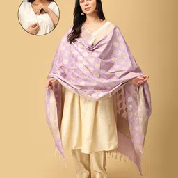 The Mom Store Silk Three Fourth Sleeves Solid Maternity Kurta With Nursing Access & Salwar With Foil Printed Dupatta Set - Multi Colour-picture-31