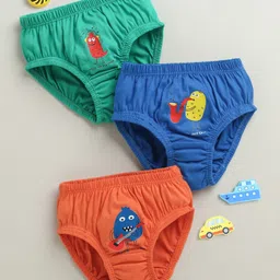 BUMZEE Cotton Briefs With Fruit Print Pack of 3 - Orange Green & Blue-picture-14