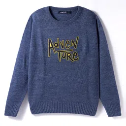 Wingsfield Full Sleeves Adventure Text Designed Sweater - Blue-picture-24