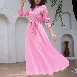 DressBerry Floral Print Crepe A-Line Midi Dress-image-78