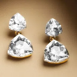 Rubans Voguish 18K Gold Plated Crystals Studded Triangular Drop Earrings-picture-26